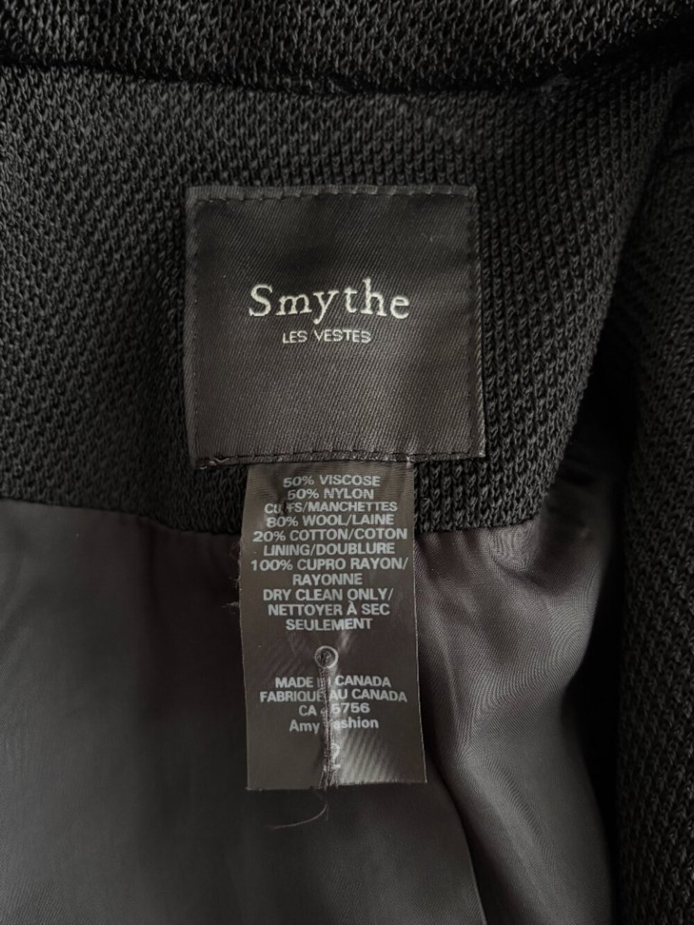Smythe Double Breasted College Blazer in Black Pique - Picture 12 of 12